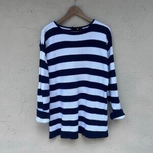 Vintage Liz Sport Nautical Striped Cotton Sweater  Size M